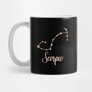 Scorpio Zodiac Constellation in Rose Gold - Black Mug